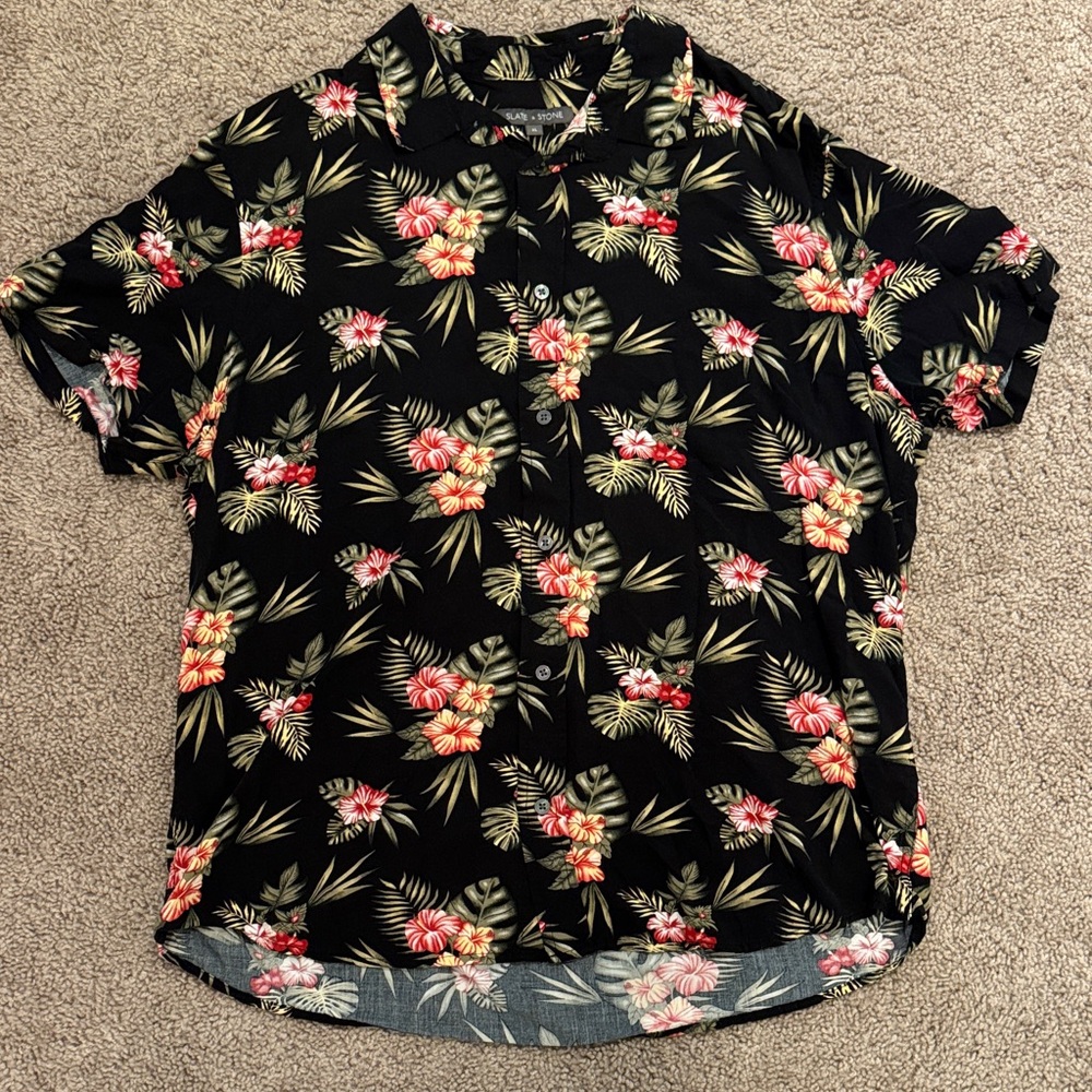 Slate & Stone Black Floral Men's Shirt